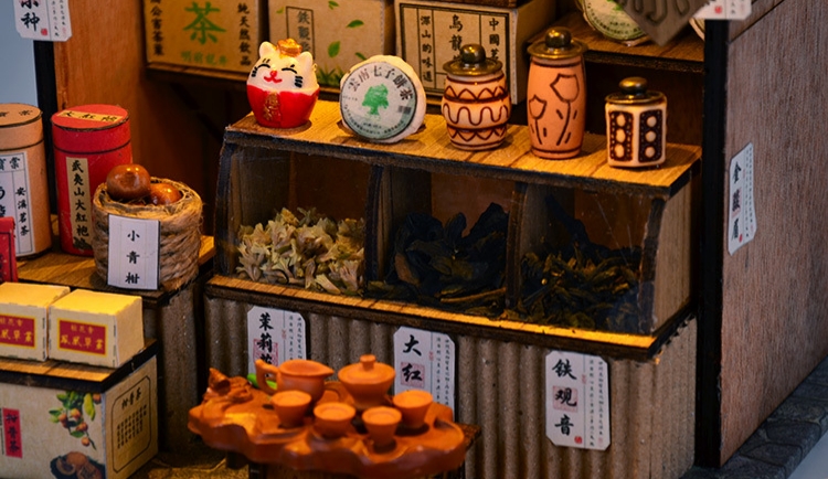 โมเดลร้านขายชุดชาจำลองTEA MINIATURE MODEL CLASSICโบราณจิ๋วสำหรับนักประดิษฐ์และมอบเป็นของขวัญให้ผู้ใหญ่ในโอกาสต่างๆ