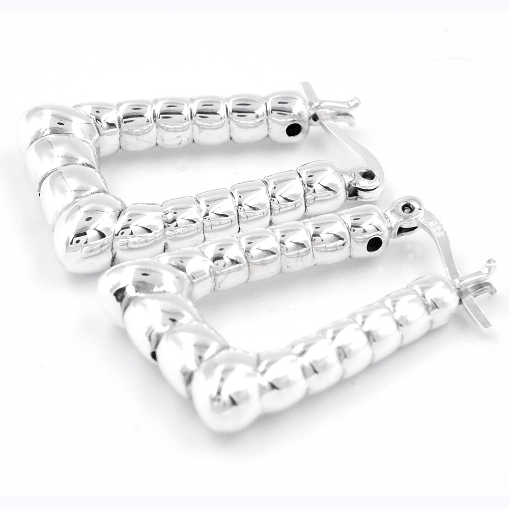 Ripple Chunky Hoop Earring Silver Formed Light-Weight For Women.