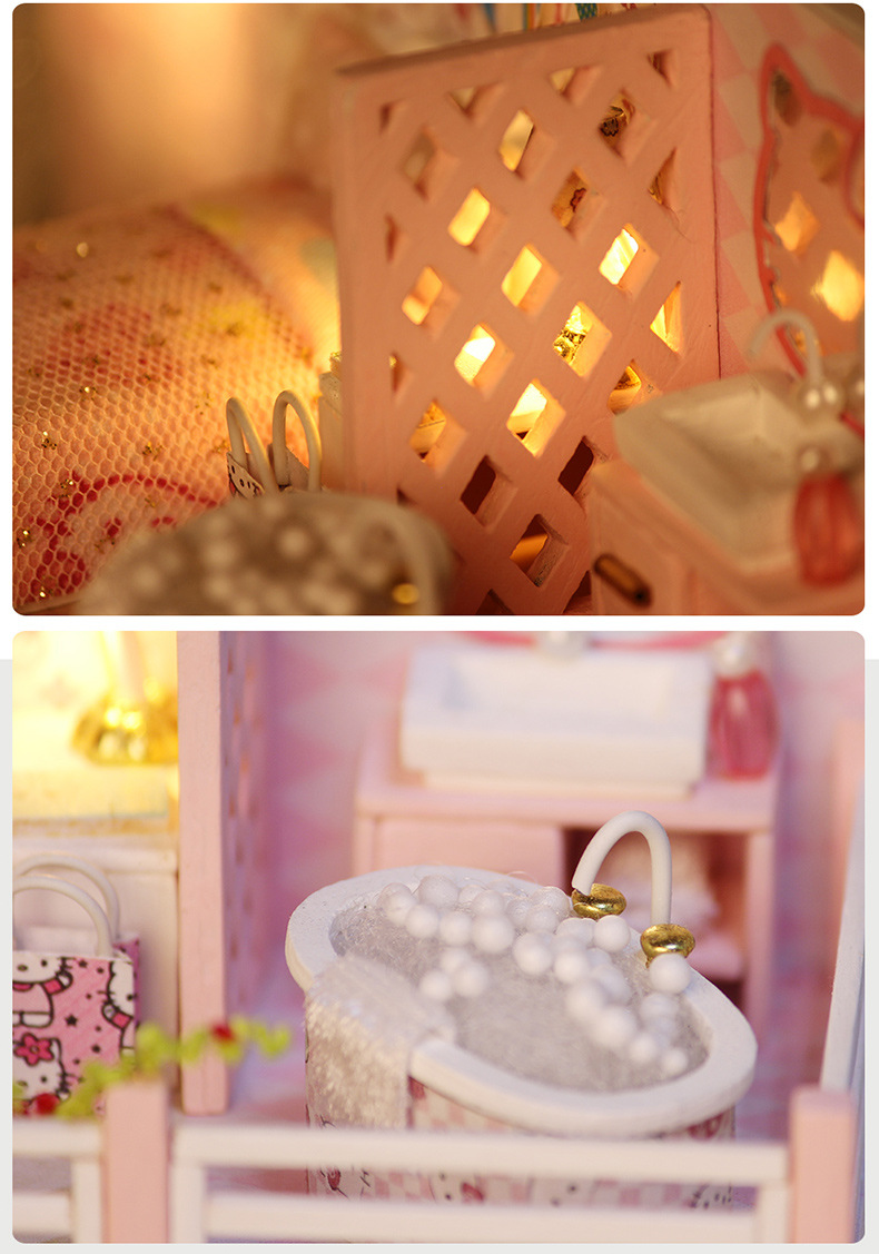 โมเดลจำลองห้องนอนคิตตี้แสนหวานพร้อมแกรนด์เปียโนสวยหรูในบ้านจำลองจิ๋วสวยที่สุดแห่งยุค