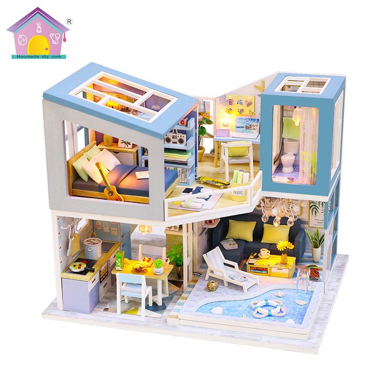 โมเดล Hongda DIY Cottage แรกเห็นประกอบรุ่น Cottage modern villa ไม้เครื่องประดับของเล่นสร้างสรรค์