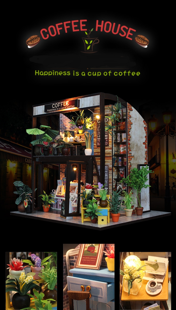 โมเดลจำลองcoffee cafe ร้านกาแฟจำลองสไตล์คาเฟ่ในสวนสวยแนวการ์เด้น