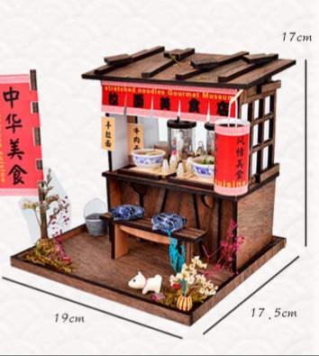 โมเดลจำลองร้านขายราเมนโบราณสไตล์ญี่ปุ่นงานdiy dollhouseสำหรับผู้ที่รักการประดิษฐ์และสะสม