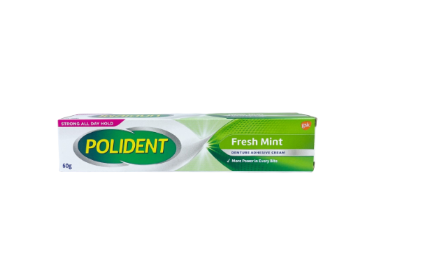 Polident Flavour Fresh Mint Denture Adhesive 60 g. โพลิเดนท์ ครีมติดฟันปลอม สูตร เฟรชมินท์ 60 ก.