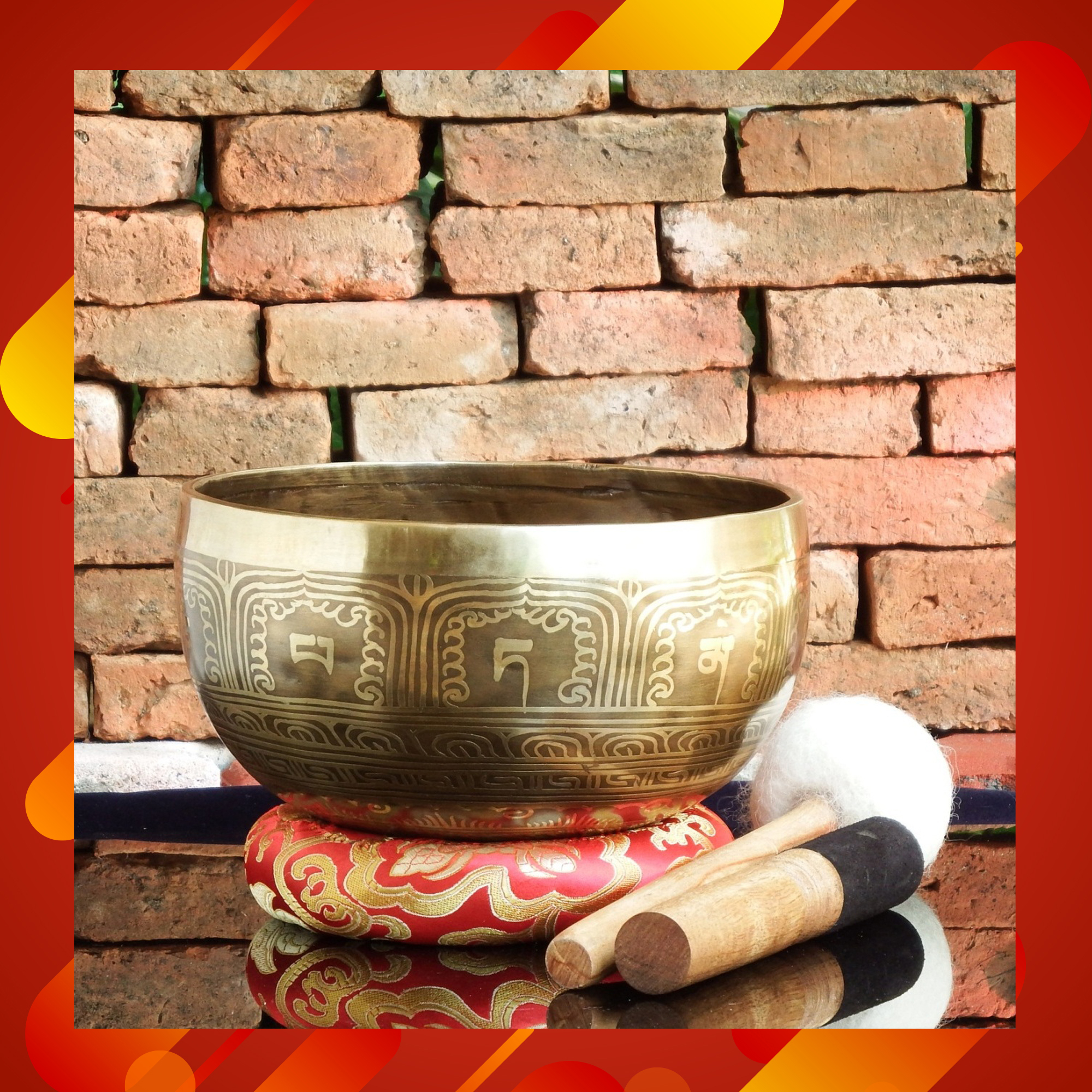 ขันทิเบต(ทองเหลือง) Tibetan Singing Bowl งานทำมือโดยช่างฝีมือชาวเนปาล (19 cm.)