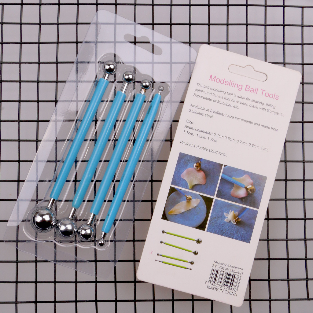 เหล็กคลึงดินสีชมพูสองหัวแบบเซตอุปกรณ์งานปั้นดินไทย ดินเกาหลี ดินญี่ปุ่น หัวเหล็กชนิดกลมสำหรับกดแต่งดินปั้น