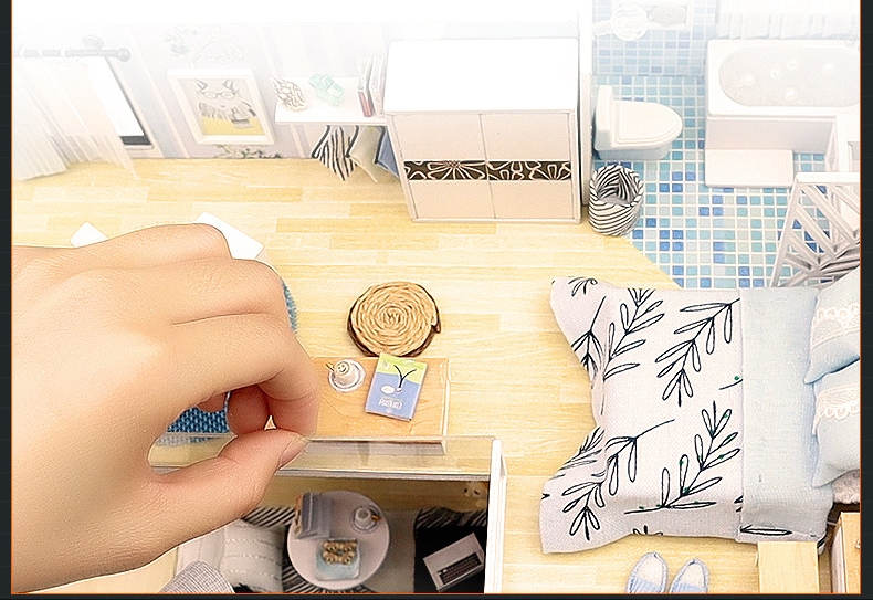 โมเดลบ้านจำลองรุ่นWanle DIYกระท่อมเวลาTime shadowsบ้านสองชั้นในสไตล์คลาสสิคพร้อมแกรนด์เปียโนจิ๋ว