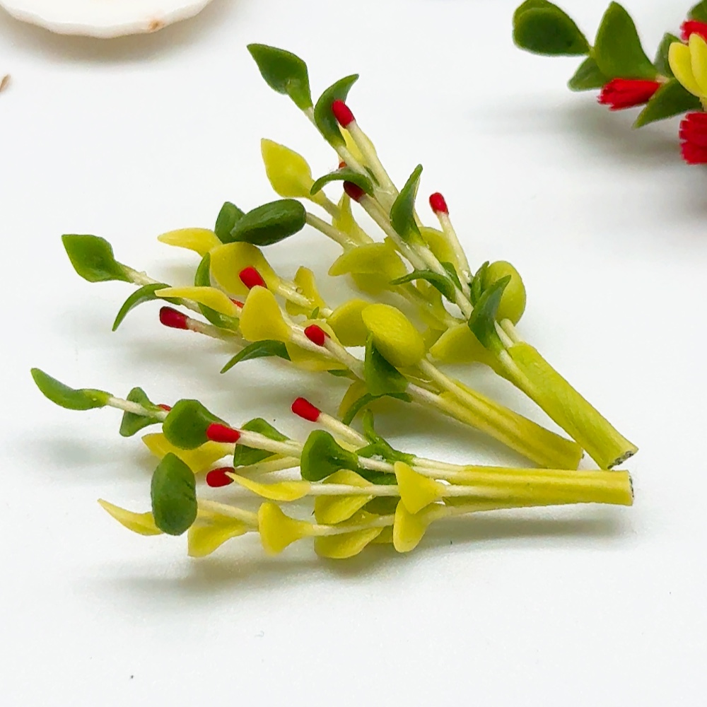 5 pieces Miniature Leaf, Miniature flower without pot (clay)