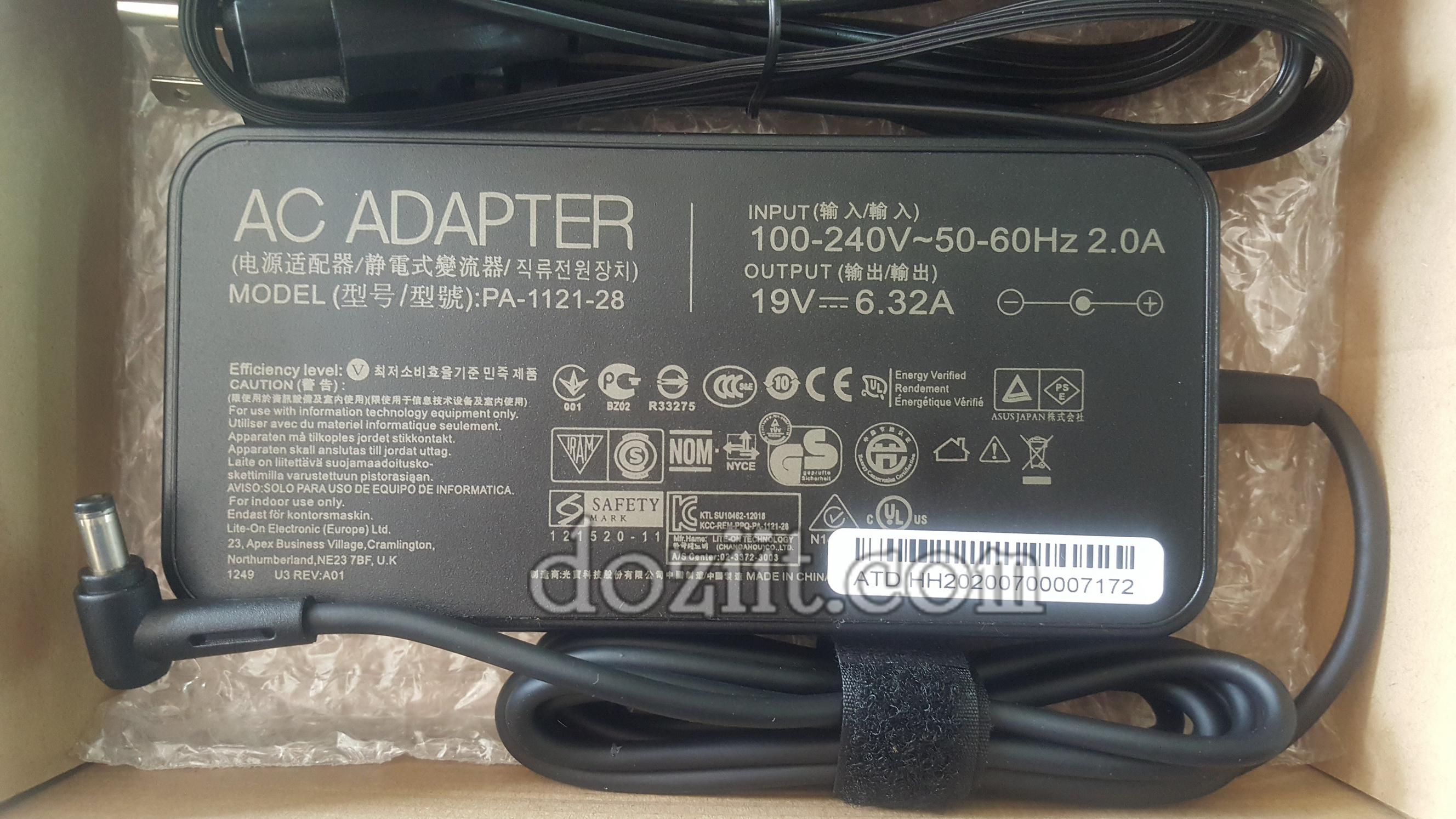 Adapter Asus อะแดปเตอร์แท้ - Original Laptop Adapter for ASUS ROG G501JW G601JW ZenBook Pro UX550VD UX501VW PA-1121-28 ADP-120RH B 19V 6.32A 120W 4.5x3.0mm (ประกัน 1 ปี)