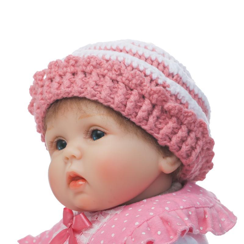 ตุ๊กตา reborn Doll ตุ๊กตาเด็กทารกจำลองสวมหมวกถักไหมพรมสีชมพู น้อง Belinda ตุ๊กตาจำลองเด็กทารกเสมือนจริง เด็กแรกเกิด