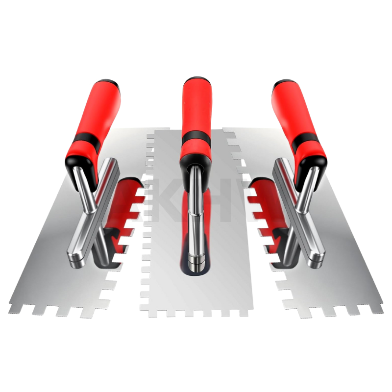 เกรียงสี่เหลี่ยมสแตนเลส KingsMan แบบมีฟันและไม่มีฟัน ด้ามยาง 10x28cm สำหรับงานฉาบ ขัดมัน ปาดปูนกาวปูกระเบื้อง [ปลีก/ส่ง ราคาถูก]