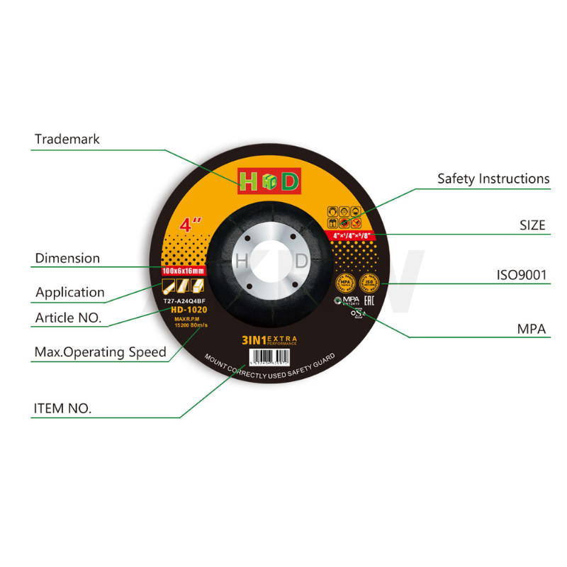 ใบเจียร์เหล็กแบบหนา/เจียร์สแตนเลส 4นิ้ว ยี่ห้อ HD ความหนา6mm (100x6x16mm) [ขายยกกล่อง/ยกลัง]