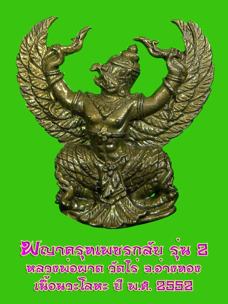 (7) พญาครุฑ รุ่น 2 หลวงปู่ผาด วัดไร่ อ่างทอง เนื้อนวะโลหะ ปี 2552
