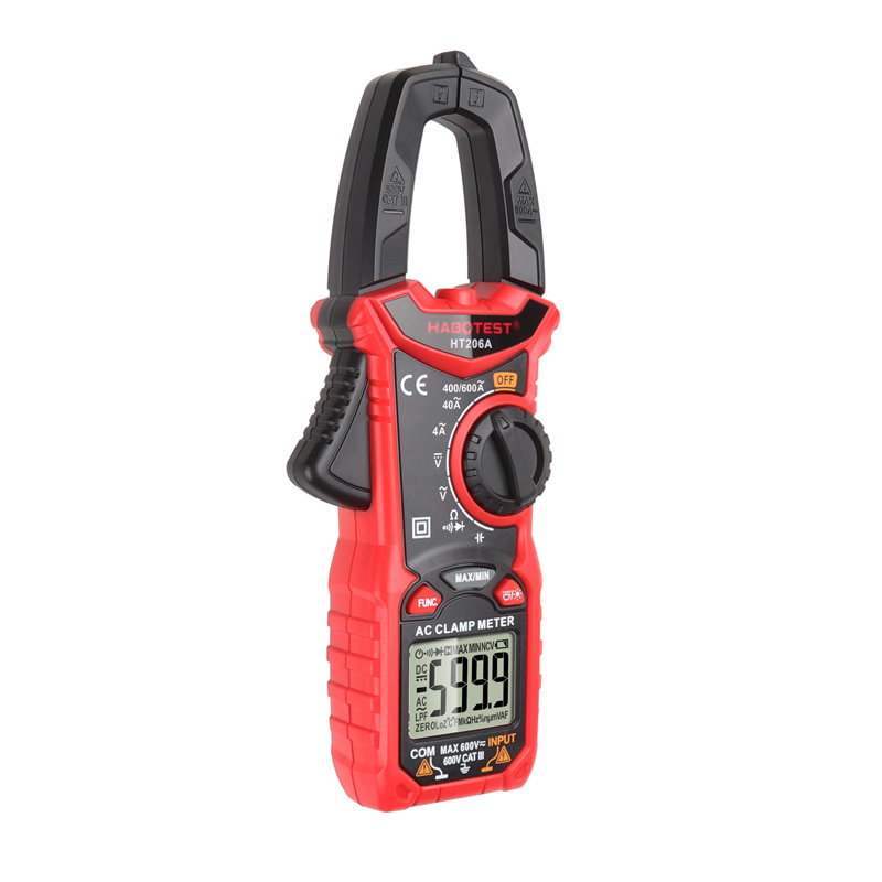 HT206A Digital Clamp Meter AC Current Voltage Resistance Continuity Measuring Tester