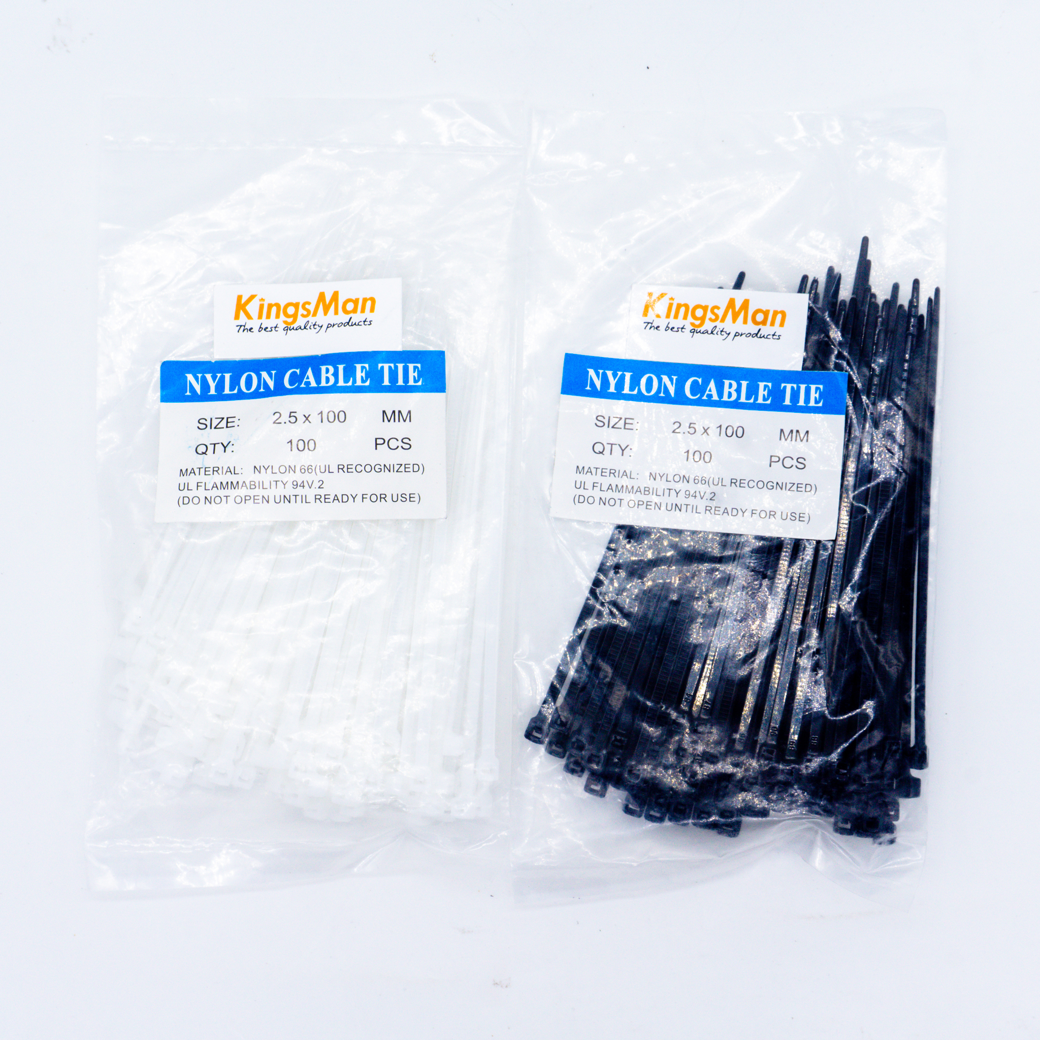 สายรัดเคเบิ้ลไทร์ KingsMan ที่รัดสายไฟ (Nylon Cable Ties) 100 ชิ้น/ถุง