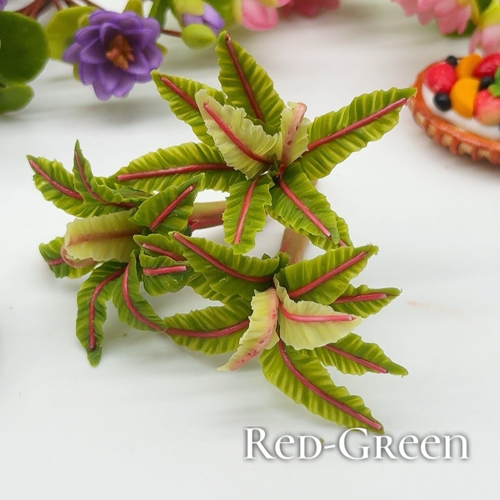 5 pieces Miniature Fern Leaf, Miniature flower without pot (clay)