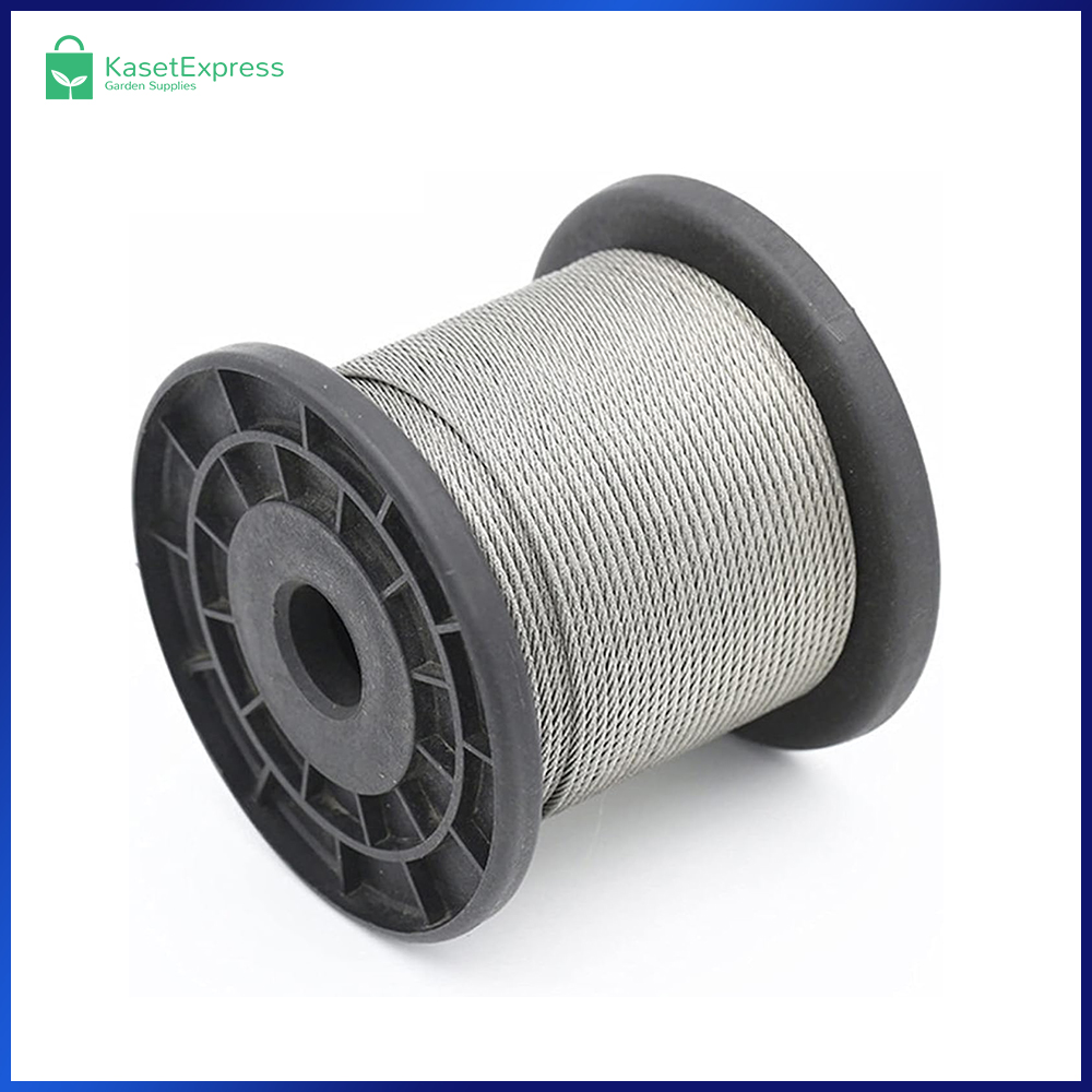 ลวดสลิง 1.5mm. 6x7 ไส้เชือก ยาว 100เมตร - สำหรับขึงรั้ง ตาข่ายกันนก อุปกรณ์ติดตั้งตาข่ายกันนก