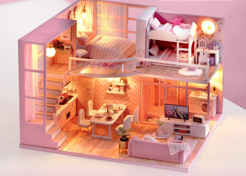 โมเดลจำลองบ้านจิ๋ว Dream angel Love the pink live houseสำหรับนักสะสมโมเดลและบ้านตุ๊กตาจิ๋ว