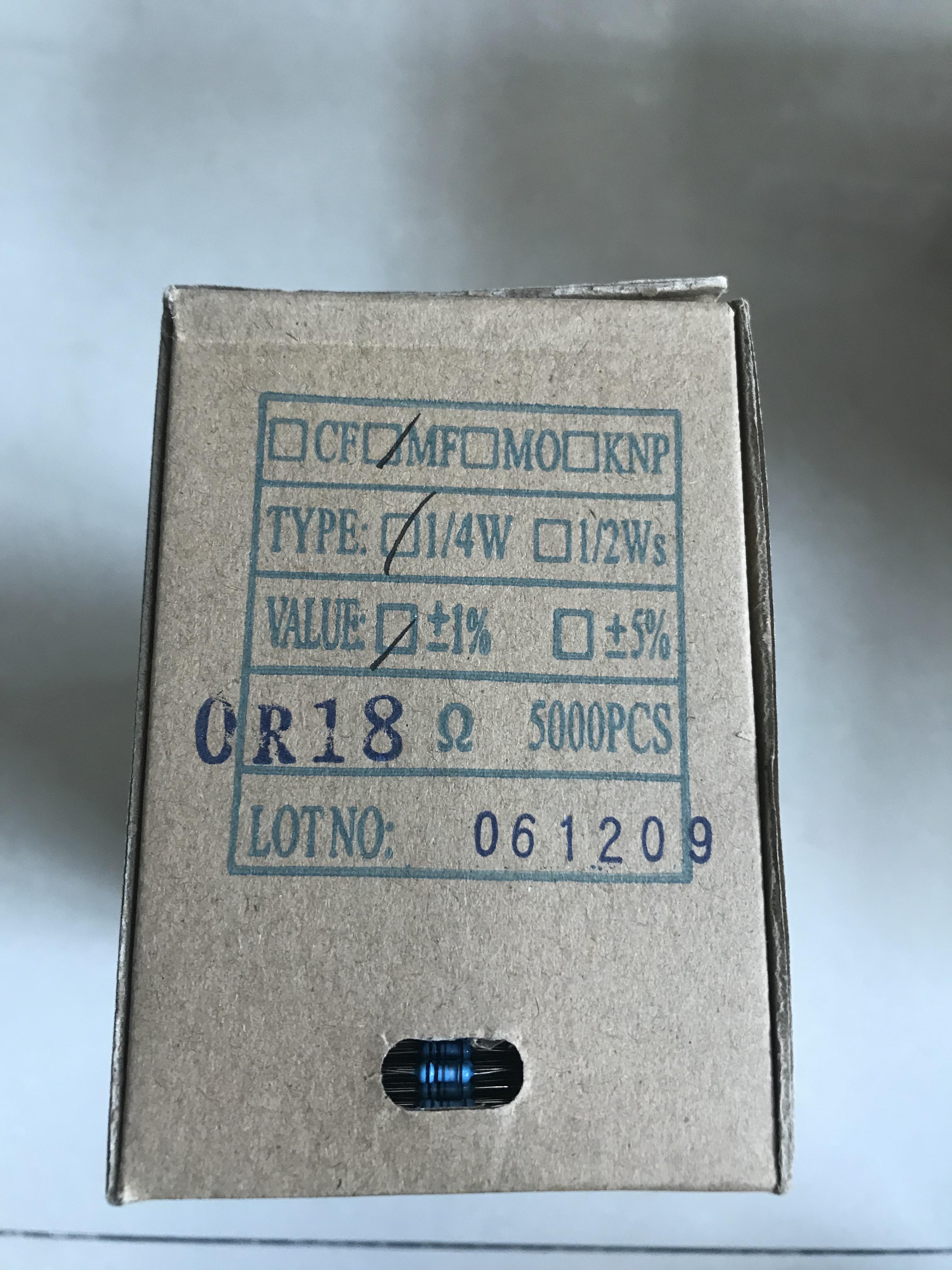 0.18R 1/4W 金属膜Metal Film 1% (1ชุดมี100ตัว)