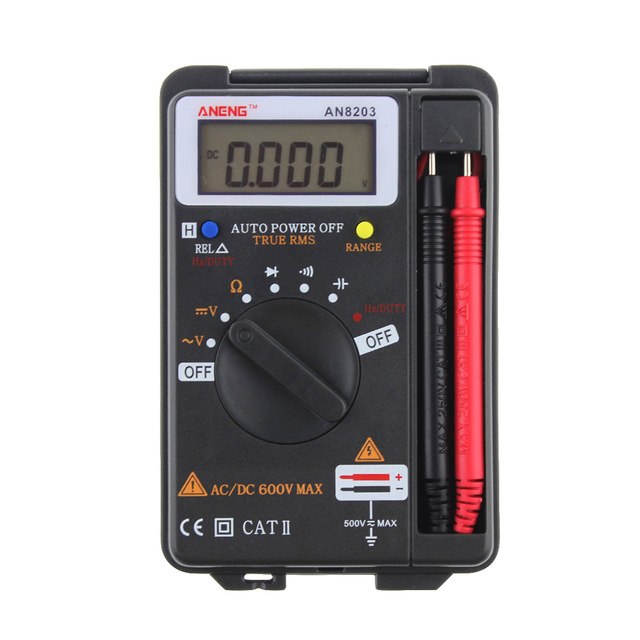 ANENG AN8203 DMM Integrated Handheld Pocket Mini Digital AC/DC Multimeter Black