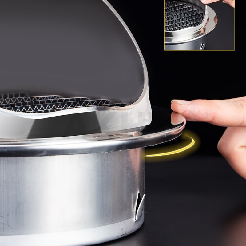 ตะแกรงระบายอากาศกลม/ฝาครอบท่ออากาศ KingsMan แบบมีหมวกกันฝน SUS304 ทนทาน ไม่เป็นสนิม [ขายปลีก/ส่ง]