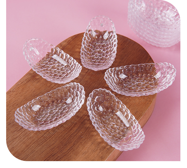 จานสำหรับใส่ไอศครีมจิ๋วรุ่น BANANA BOAT เรือกล้วยจิ๋วใส ชามเสี้ยวลายจุดจำลอง ของเล่นทำขนมดินเหนียวครีม DIY