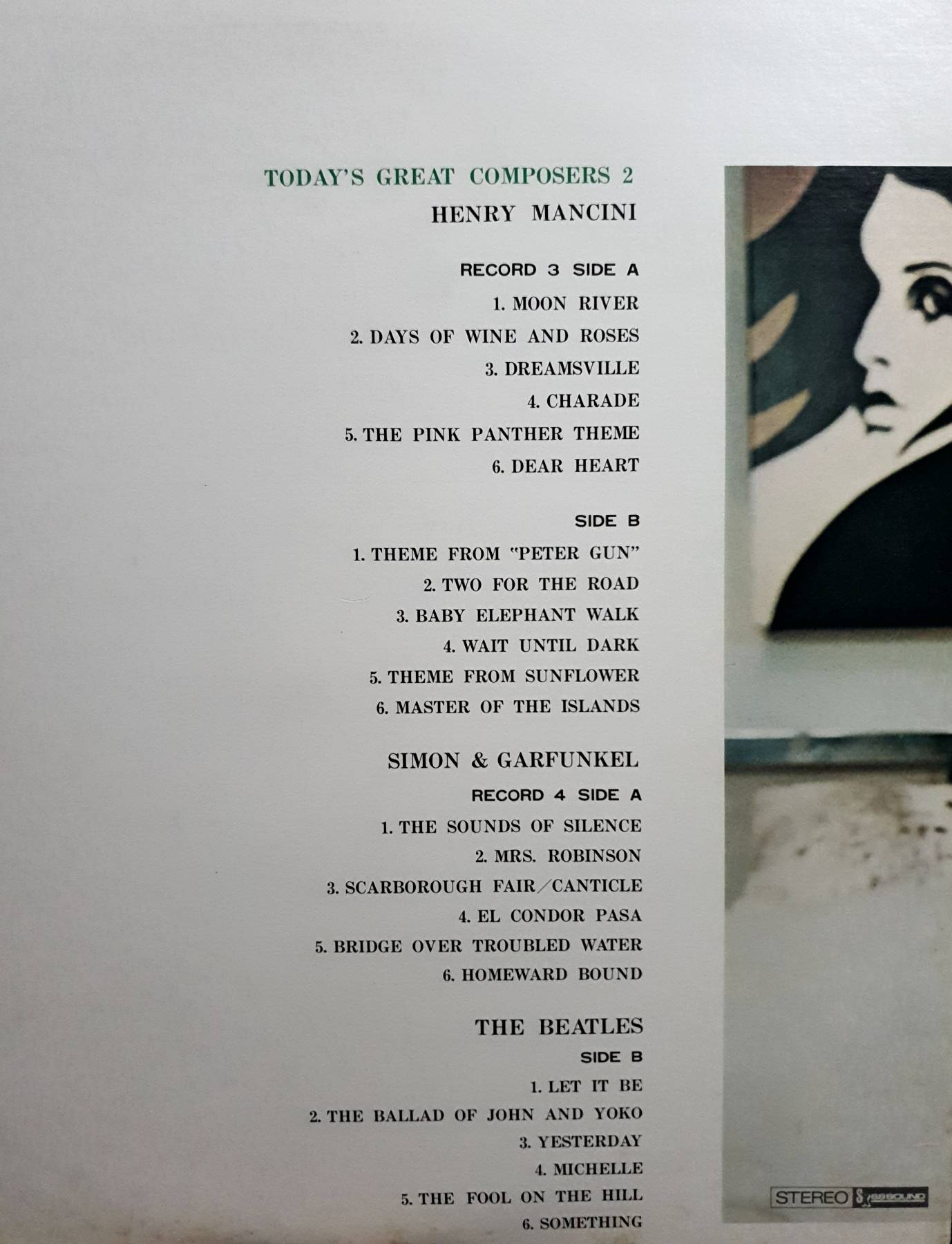 LP, Vinyl, Today's Great Composers 2 - Henry Mancini, Simon & Garfunkel, The Beatles