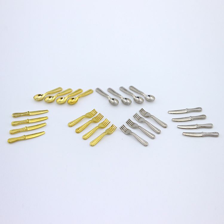 ช้อนจิ๋วอาหารของเล่นฉากรุ่น ob11 เด็กอุปกรณ์เสริม House MINI รูปแบบโลหะ Western Tableware สำหรับสะสมเท่านั้น