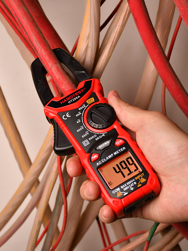 HT206A Digital Clamp Meter AC Current Voltage Resistance Continuity Measuring Tester