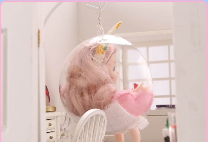 เก้าอี้จิ๋วแบบตะกร้าแขวนแขวนเก้าอี้เหมาะสำหรับเป็นพร๊อพตุ๊กตา Ob11 อุปกรณ์ประกอบฉากฉากถ่ายภาพเด็กพร้อมตุ๊กตา GSC