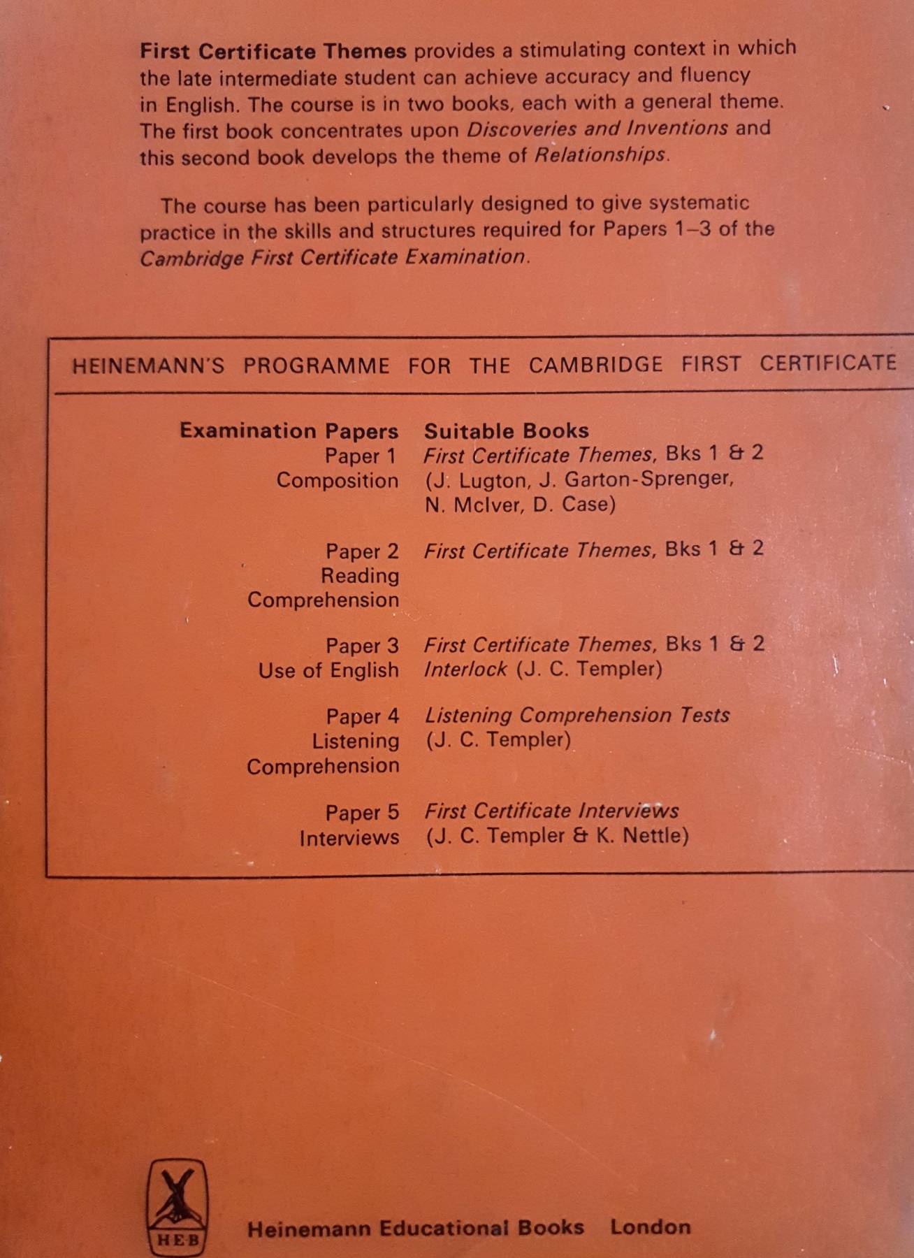 First Certificate Themes 2 - Life and Relationships 1977