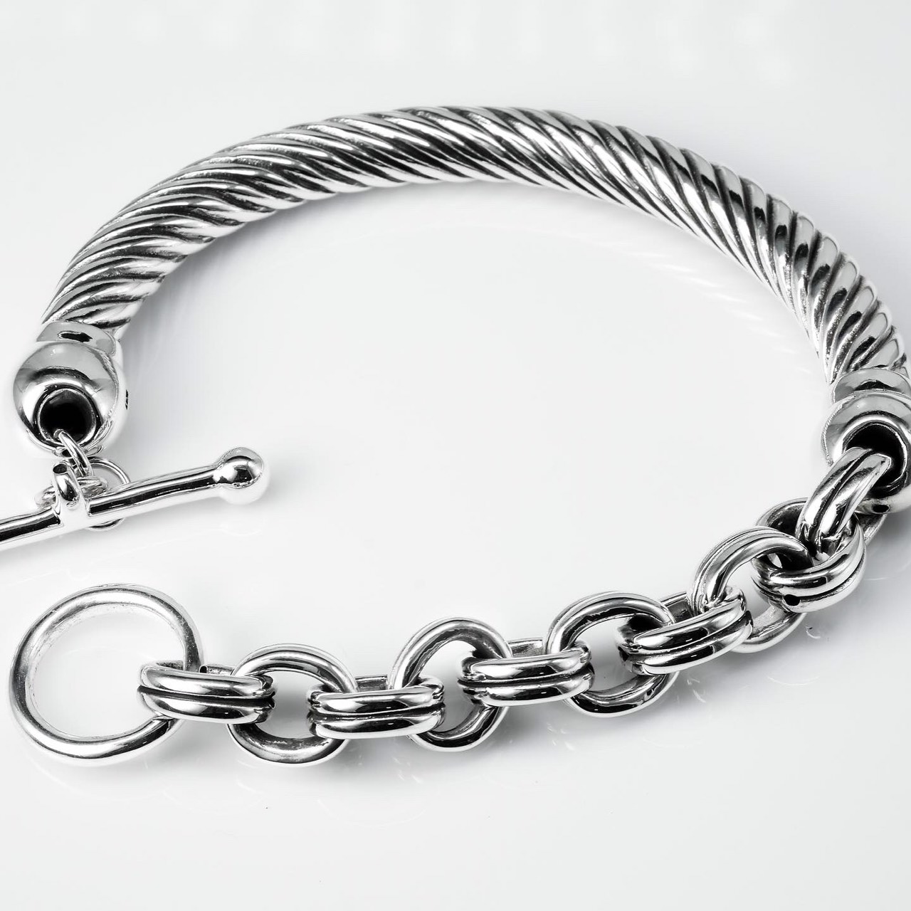 Silver Bracelet 925 sterling Silver Formed Light-Weight For Women.