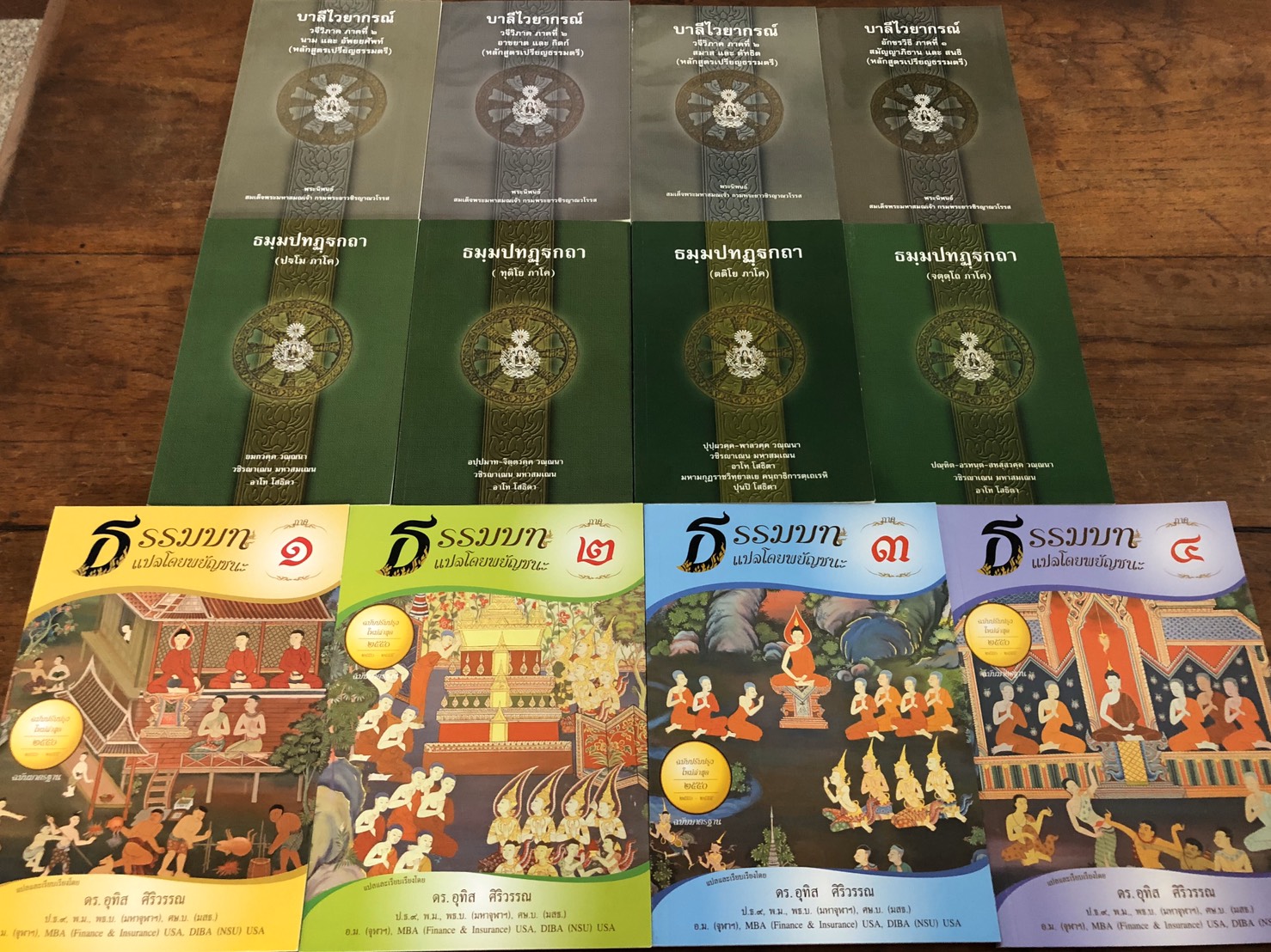 ชุด หนังสือเรียนบาลีไวยากรณ์ 4 เล่ม( นาม,อาขยาต,สมาสและตัทธิท,สมัญญาภิธาน และสนธิ ) , ธมฺมปทฏฺฺฐกถา (เล่ม 1-4) 4 เล่ม พร้อมหนังสือธรรมบทแปลโดยพยัญชนะภาค 1-4 สำหรับเรียนบาลีประโยค 1-2 ครบชุด ( 1 ชุด มี 12 เล่ม )