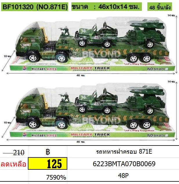 รถทหารฝาครอบ 871E ของเล่นรถทหาร โมเดลทหารจำลอง รถขนรถทหาร ของเล่นรถอาวุธทหาร
