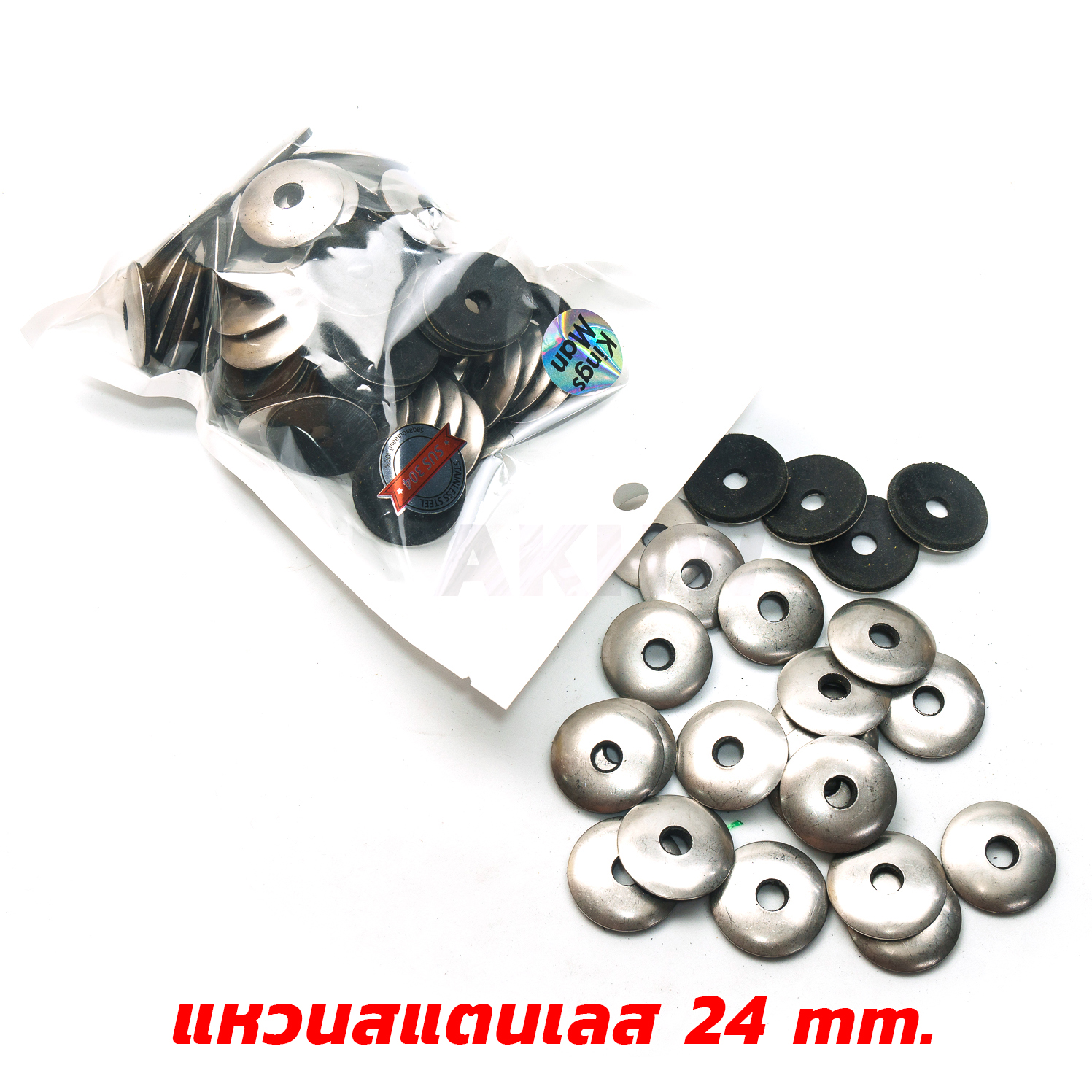 แหวนรองหลังคา แหวนยางรองสกรูสแตนเลส/สังกะสี (หมวกกระเบื้อง) ป้องกันการรั่วซึมของหลังคา(ถุงละ 100ตัว) [ขายส่ง]