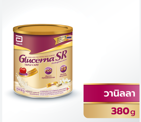 GLUCERNA PLUS กลิ่นวานิลา 380G อาหารสูตรครบถ้วนสำหรับผู้ป่วยเบาหวาน