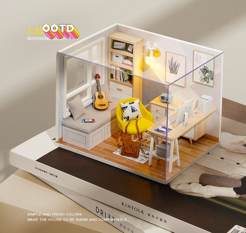 โมเดลห้องทำงานและห้องอ่านหนังสือจำลอง ชุด working with A Bear สำหรับนักสะสม บ้านจำลองและโมเดลจำลอง โดยเฉพาะ