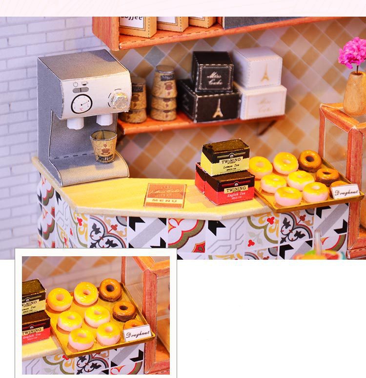 โมเดลร้านคาเฟ่จำลองสไตล์ยุโรป Cafe in the morning ชุดใหม่ล่าสุด2019สำหรับนักประดิษฐ์และนักสะสม
