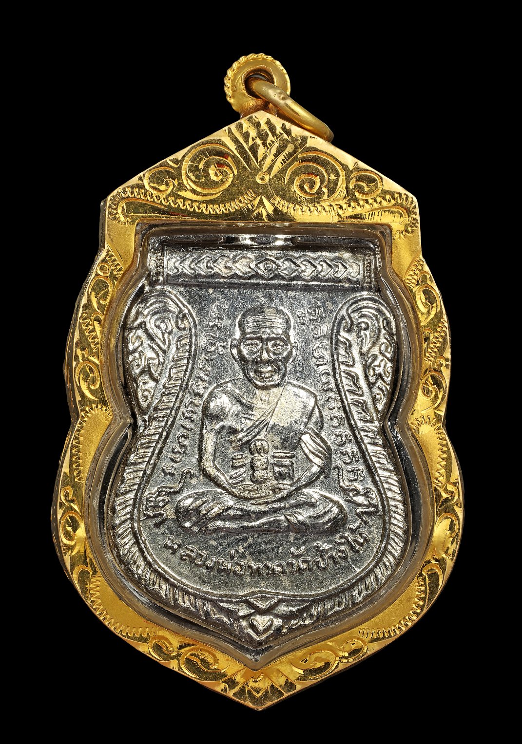 เหรียญหลวงปู่ทวด หน้าเลื่อน หลังสถูป ปี 2511 เลี่ยมทองพร้อมบูชา