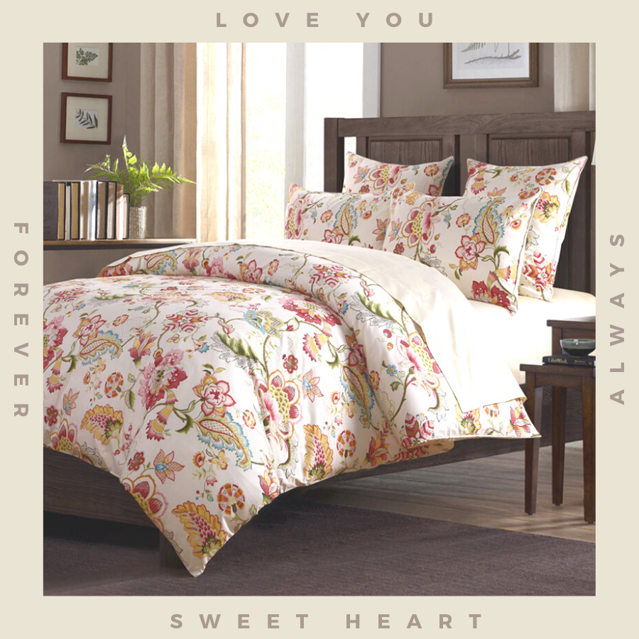 ชุดปลอกผ้าห่ม+ปลอกหมอน**ไม่มีไส้นวม** PFL-377 ลายดอกไม้วินเทจสีครีม by DDbedroom