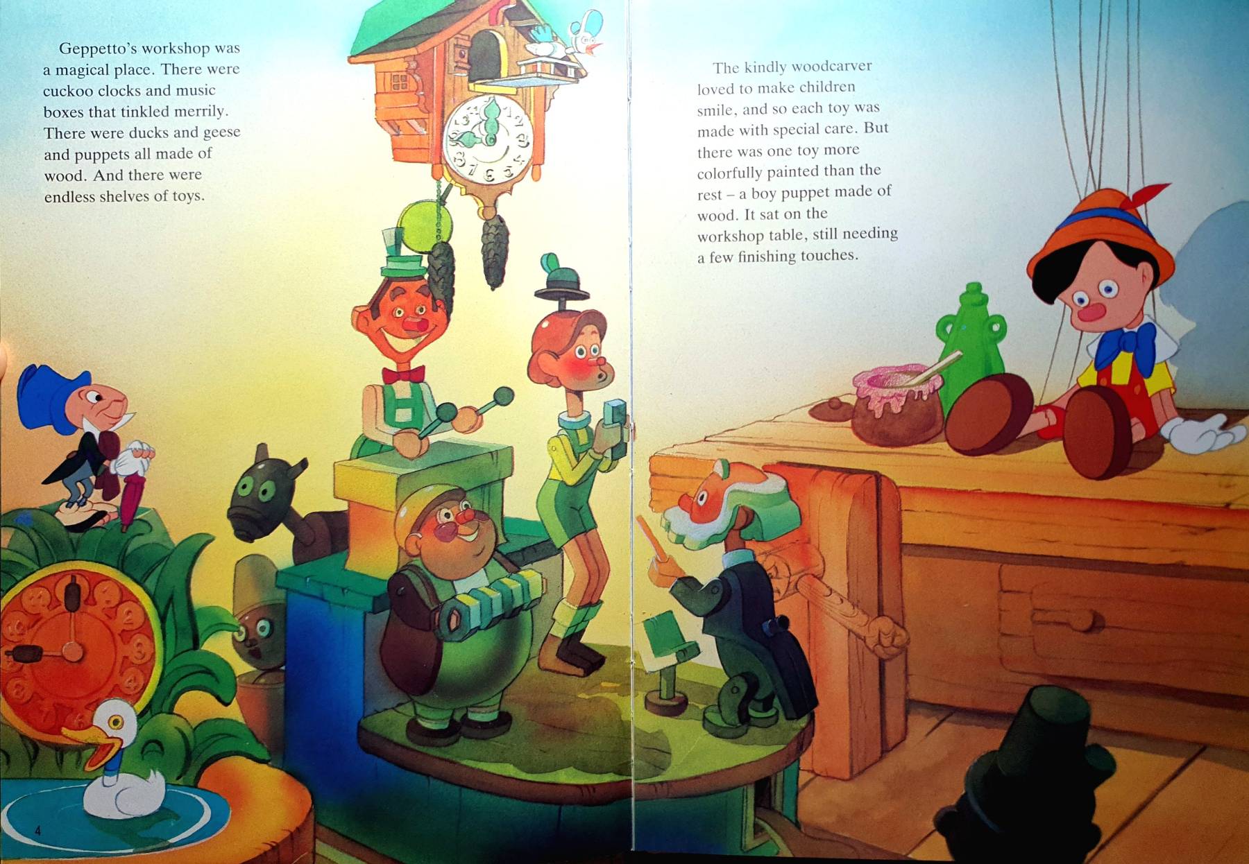 Vintage Disney Pinocchio Book, Disney Classic Series, 1986 Twin Books Large Hardcover