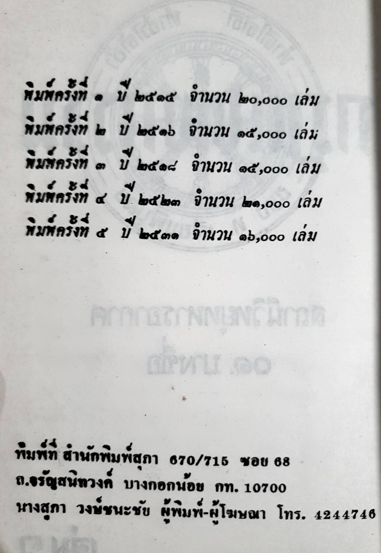 กฎแห่งกรรม (ปกแข็ง) เล่ม 1 ท.เลียงพิบูลย์ พิมพ์ปี 2531