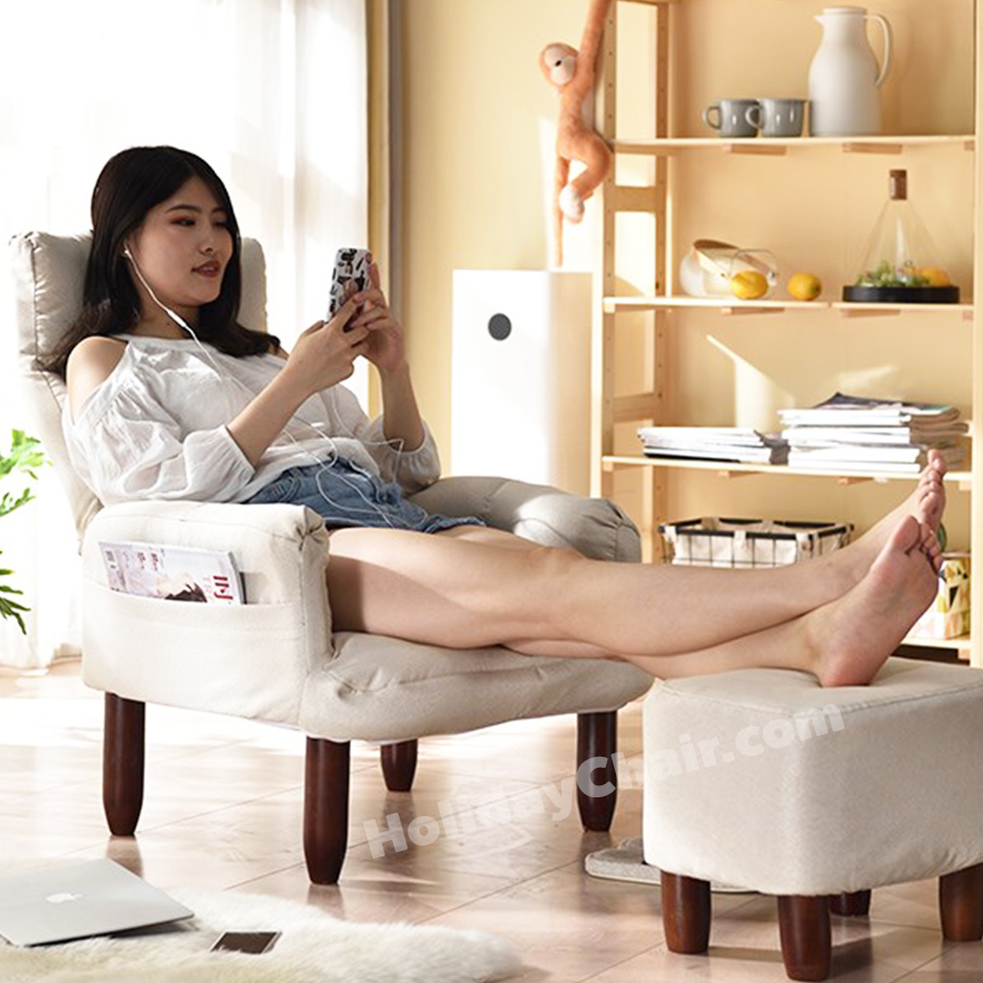 โซฟาปรับนอน เก้าอี้โซฟา เก้าอี้ปรับนอน เก้าอี้ปรับระดับ เก้าอี้เอนหลัง เก้าอี้เอนนอน เก้าอี้พักผ่อน โซฟาเดี่ยว เก้าอี้พับได้ แถมฟรี ที่พักเท้า HC-045