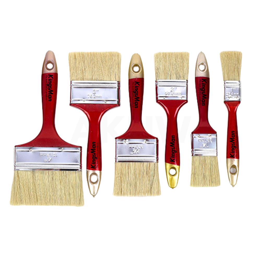 แปรงทาสีด้ามพลาสติกสีแดง KingsMan คุณภาพดี สำหรับทาสีน้ำ สีน้ำมัน [ขายปลีก/ส่ง]