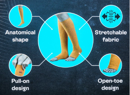 Tynor Compression Stocking Below Knee ถุงน่อง ป้องกัน และบรรเทาอาการเส้นเลือดขอด 1กล่องมี1คู่