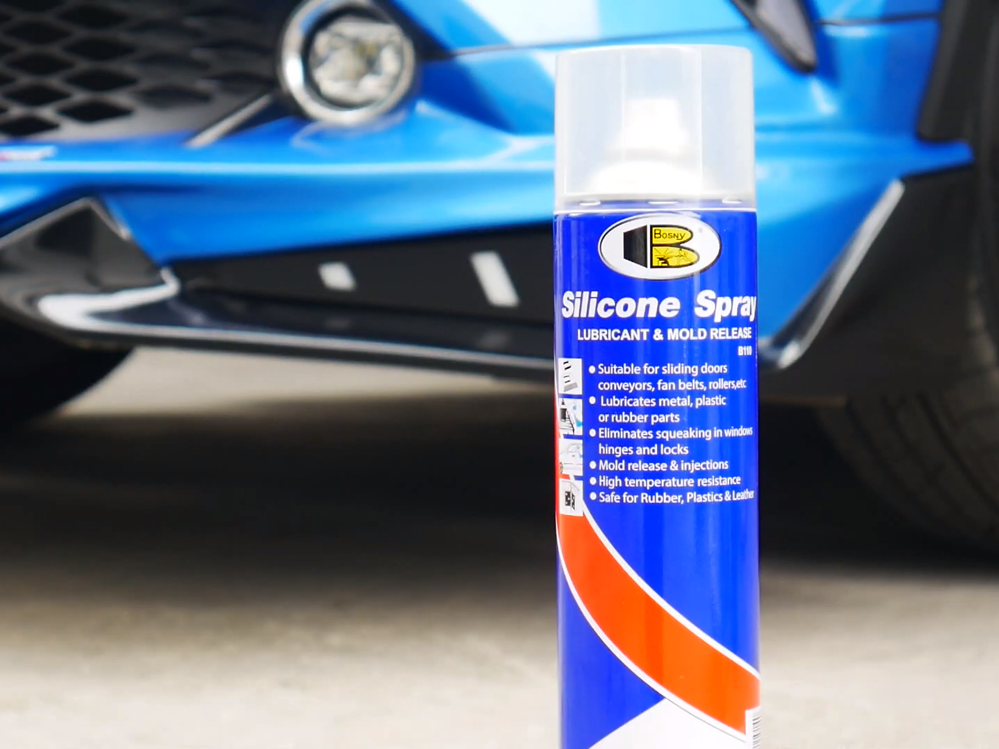 สเปรย์ซิลิโคนหล่อลื่น Silicone Spray BOSNY รุ่น B110 สำหรับหล่อลื่นยาง/สายพาน/ใบปัดน้ำฝน/พลาสติกกันชน/ห้องเครื่อง/ปืน