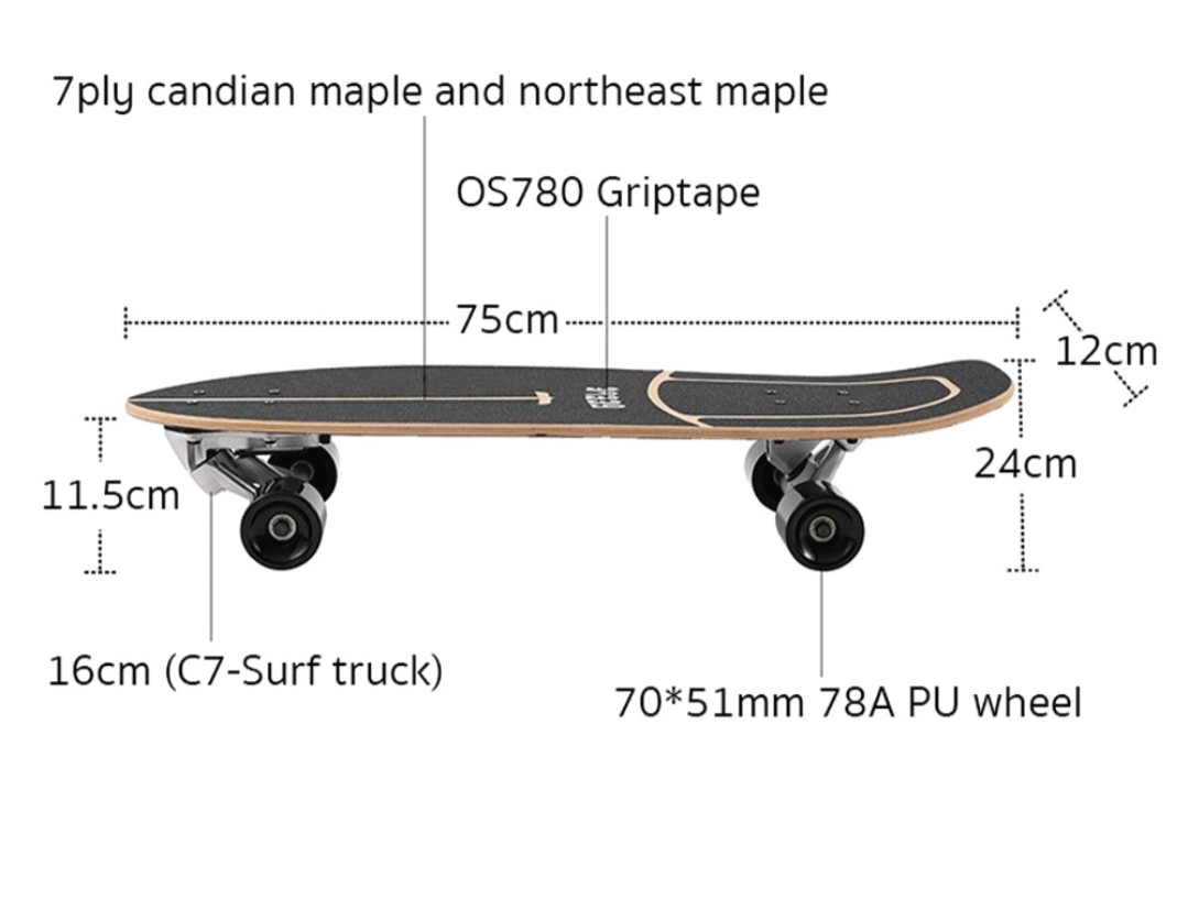 เซิร์ฟสเก็ต Geele CX7 Surfskate board carver Geele ของแท้