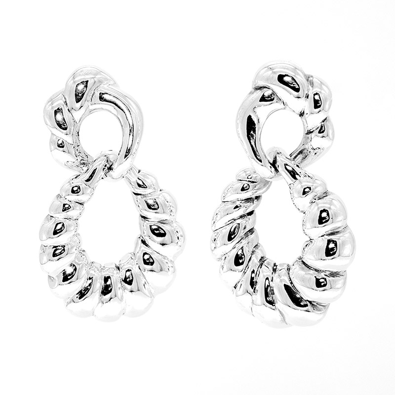 DANGLING WAVE EARRINGS IN 925% STERLING SILVER LIGHT WEIGHT FOR WOMEN GIRL E-2238