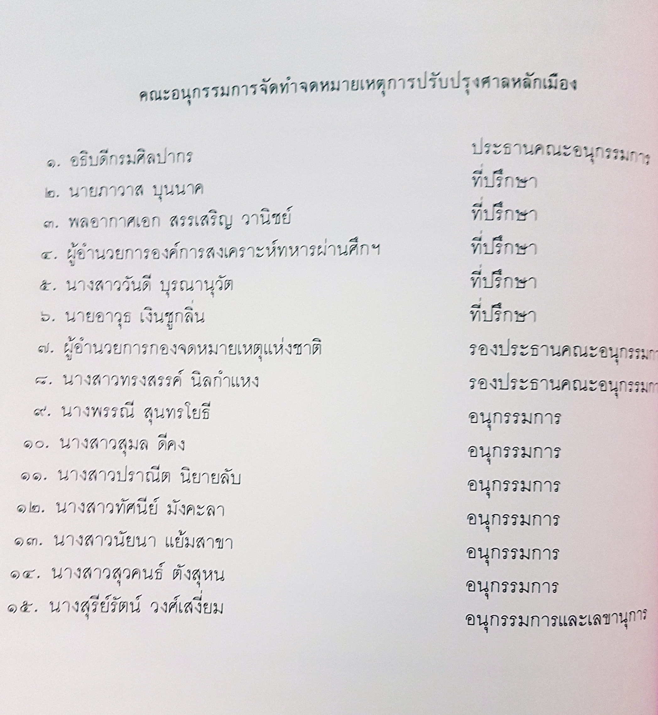 จดหมายเหตุ การปรับปรุงศาลหลักเมืองกรุงเทพมหานคร พุทธศักราช 2325-2529