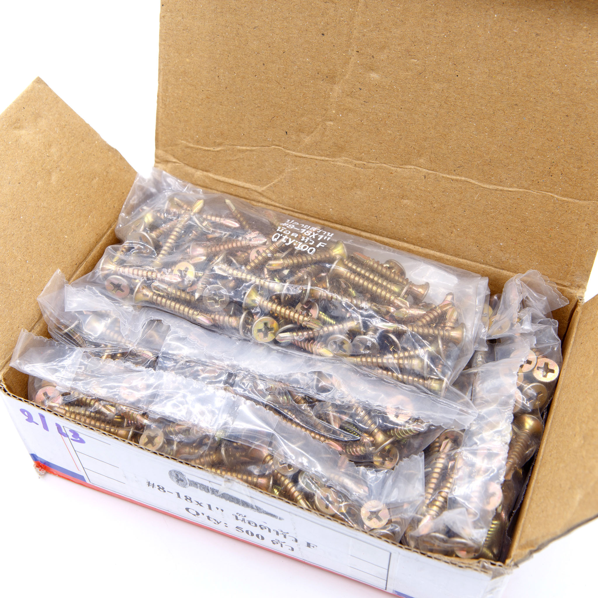 สกรูปลายสว่านสีทอง หัว F สำหรับยึดโครงเหล็ก (ถุงละ 100 ตัว) ใช้งานได้อเนกประสงค์ มีหลายขนาดให้เลือก [ขายปลีก/ส่ง]