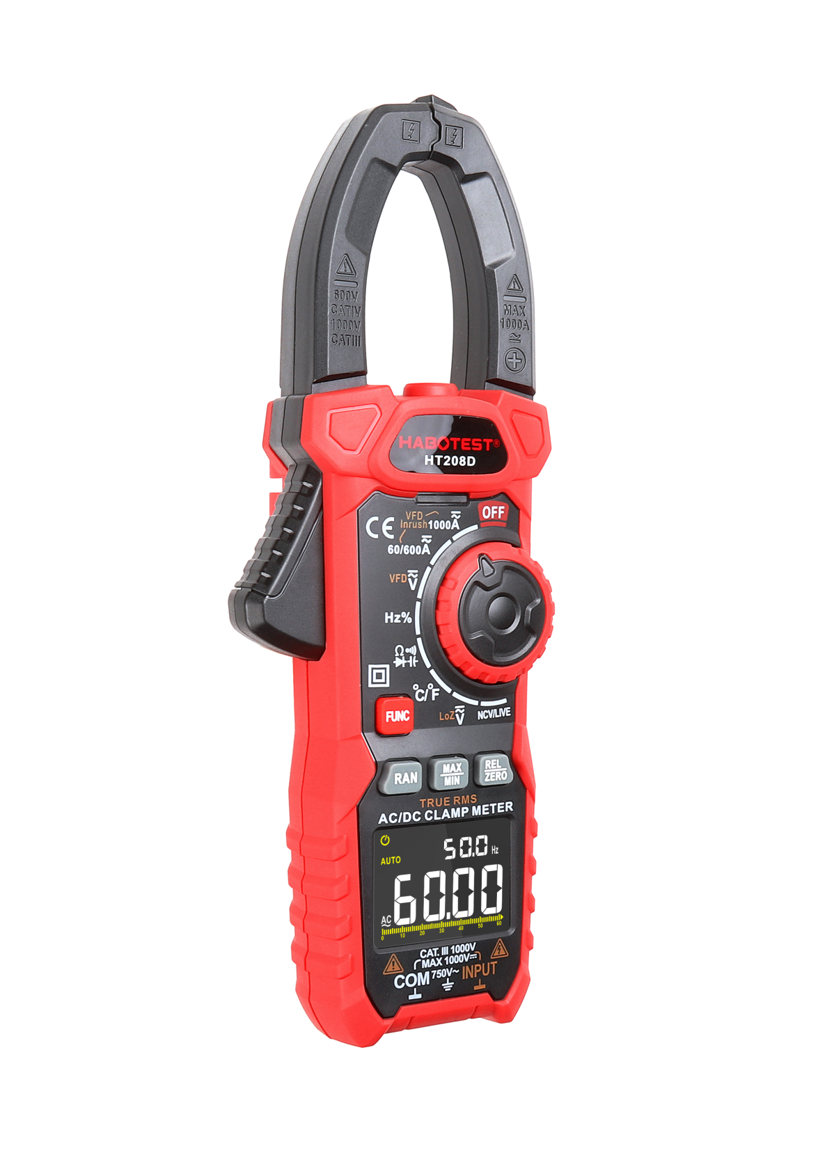 HT208A Digital Clamp Meter AC Current Voltage Resistance Continuity Measuring Tester